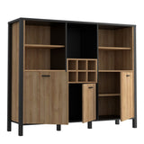 High Rock Wide Shelf Unit in Matt Black/Riviera Brown With 3 Drawers