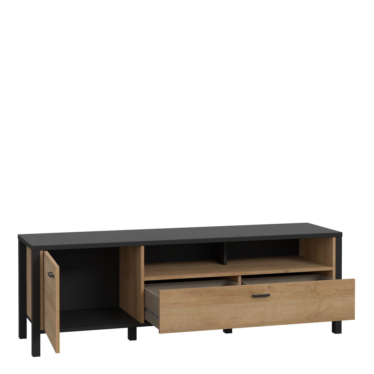 High Rock TV Unit in Matt Black/Riviera Brown
