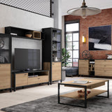 High Rock TV Unit in Matt Black/Riviera Brown