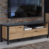 High Rock TV Unit in Matt Black/Riviera Brown