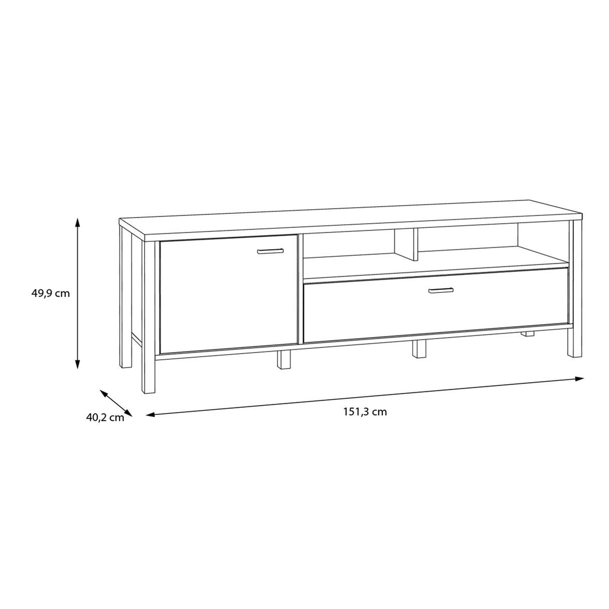 High Rock TV Unit in Matt Black/Riviera Brown
