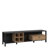 High Rock Wide TV Unit in Matt Black/Riviera Brown