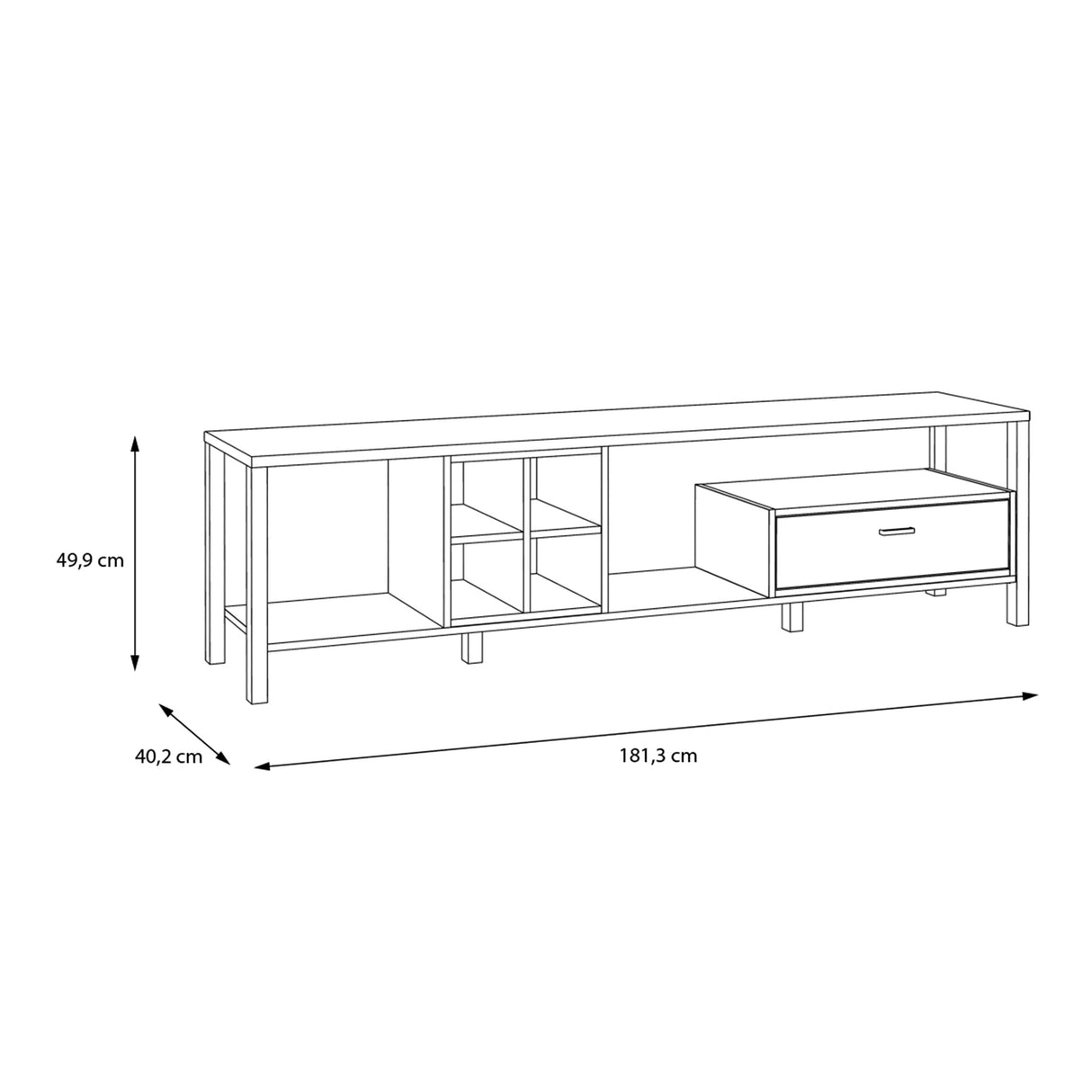 High Rock Wide TV Unit in Matt Black/Riviera Brown