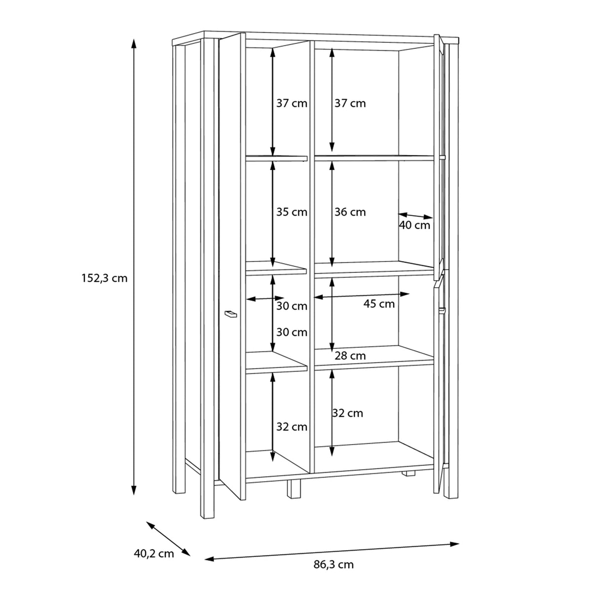 High Rock Small Display Cabinet in Matt Black/Riviera Brown