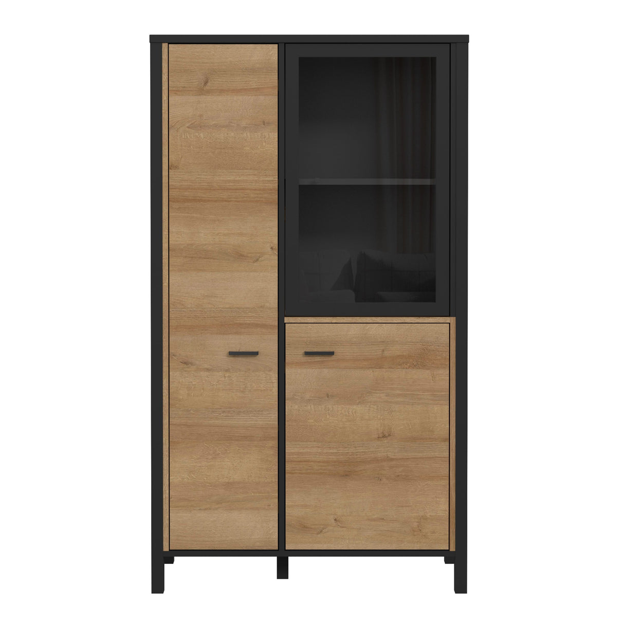 High Rock Small Display Cabinet in Matt Black/Riviera Brown