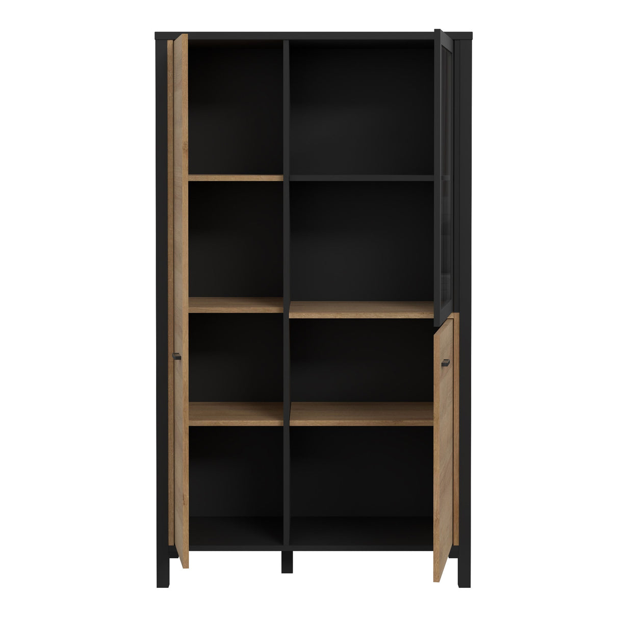 High Rock Small Display Cabinet in Matt Black/Riviera Brown