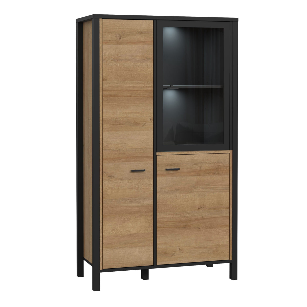 High Rock Small Display Cabinet in Matt Black/Riviera Brown