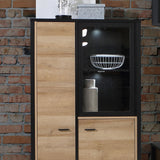 High Rock Small Display Cabinet in Matt Black/Riviera Brown