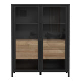 High Rock Extra Wide Display Cabinet in Matt Black/Riviera Brown