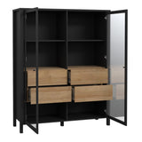 High Rock Extra Wide Display Cabinet in Matt Black/Riviera Brown