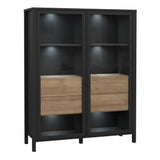 High Rock Extra Wide Display Cabinet in Matt Black/Riviera Brown