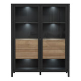 High Rock Extra Wide Display Cabinet in Matt Black/Riviera Brown