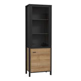 High Rock Wide Display Cabinet in Matt Black/Riviera Brown