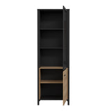 High Rock Wide Display Cabinet in Matt Black/Riviera Brown
