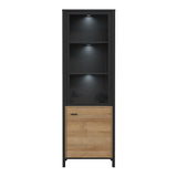 High Rock Wide Display Cabinet in Matt Black/Riviera Brown