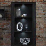 High Rock Wide Display Cabinet in Matt Black/Riviera Brown