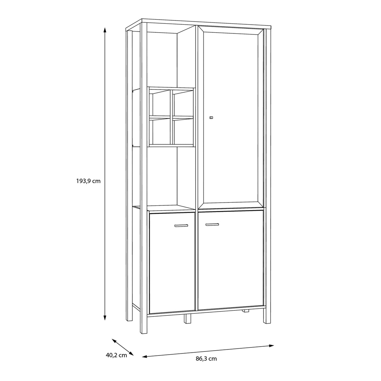 High Rock Display Cabinet in Matt Black/Riviera Brown