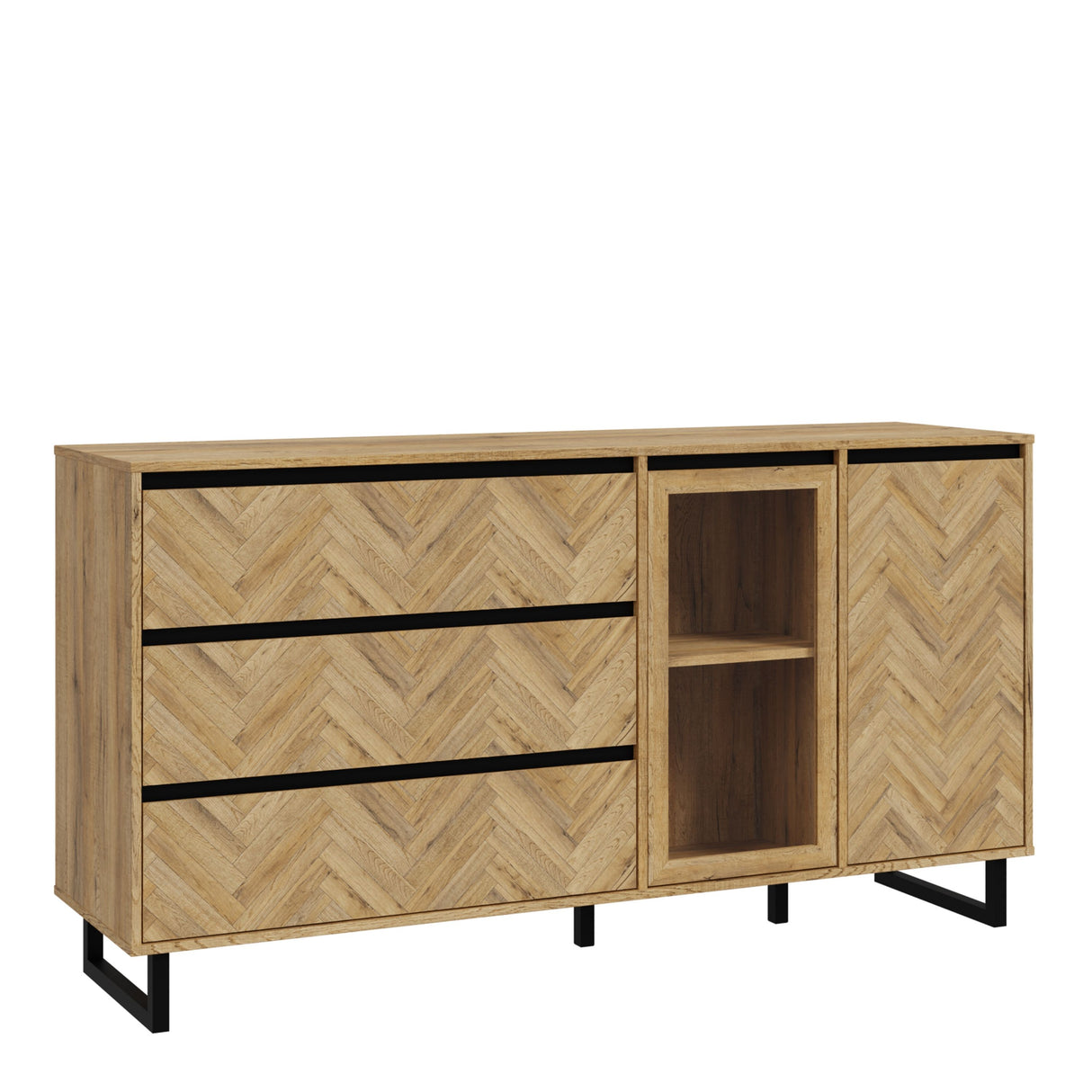 Nikomedes Sideboard in Spica Brown/Matt Black/Bartex Brown