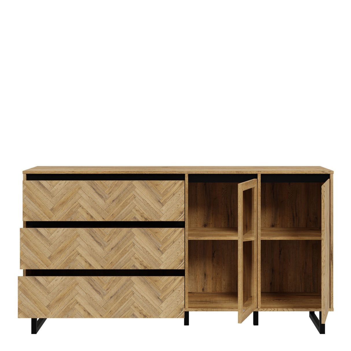 Nikomedes Sideboard in Spica Brown/Matt Black/Bartex Brown