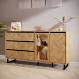 Nikomedes Sideboard in Spica Brown/Matt Black/Bartex Brown