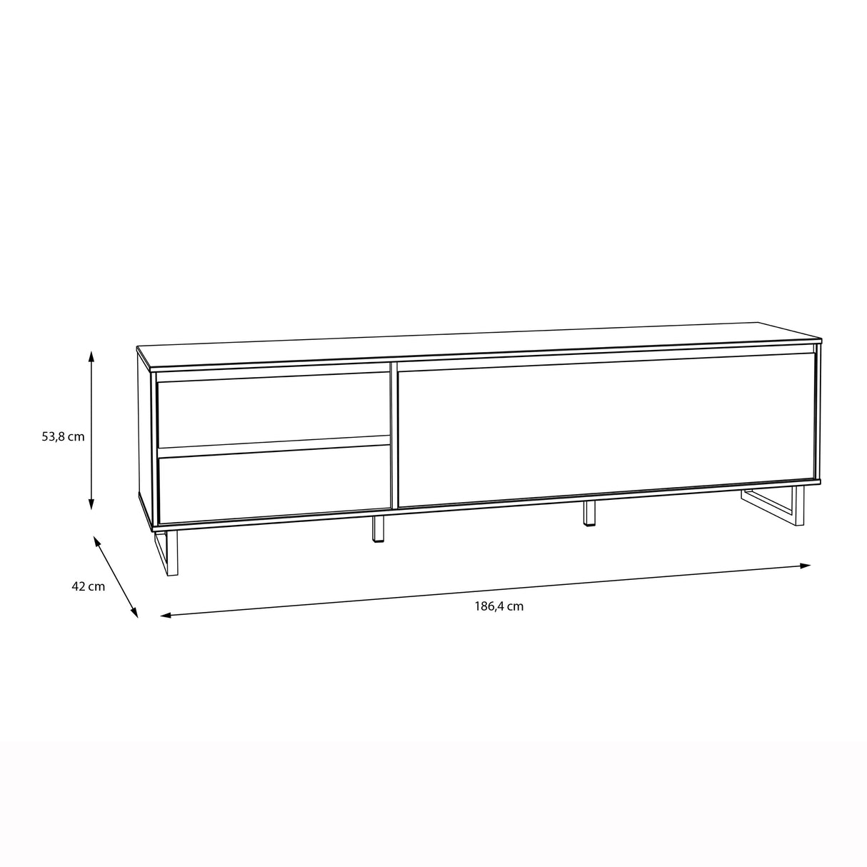 Nikomedes TV Unit in Spica Brown/Matt Black/Bartex Brown
