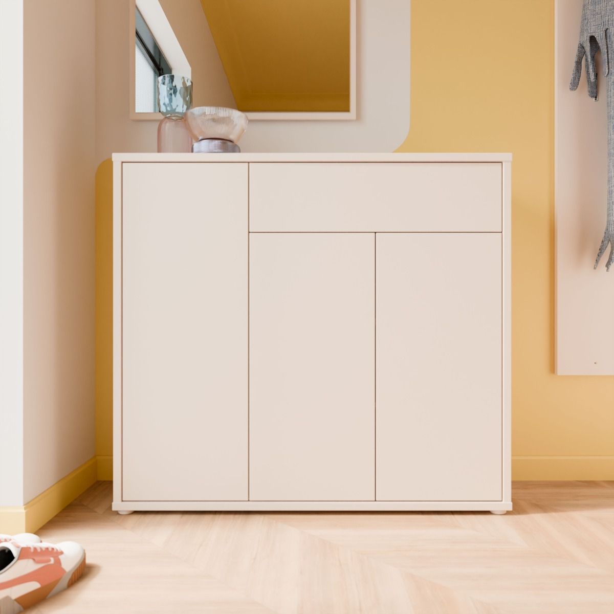 Alice Springs Sideboard with 3 Doors Push-to-Open & 1 Drawer Push-to-Open in Sand