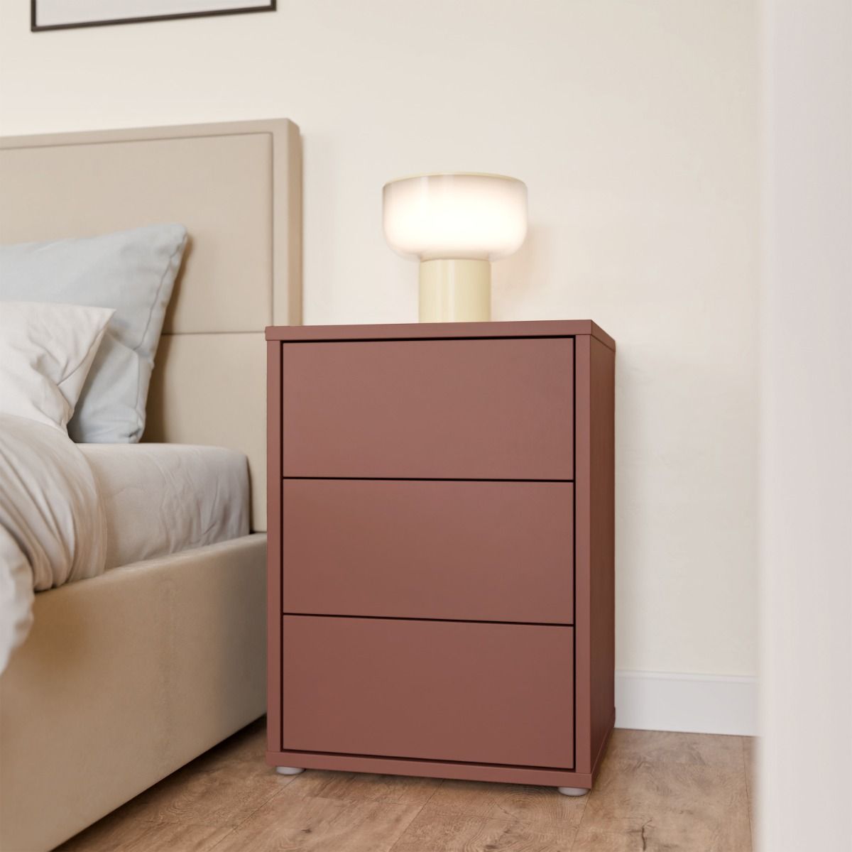 Alice Springs Bedside Cabinet with 3 Drawers Push-to-Open