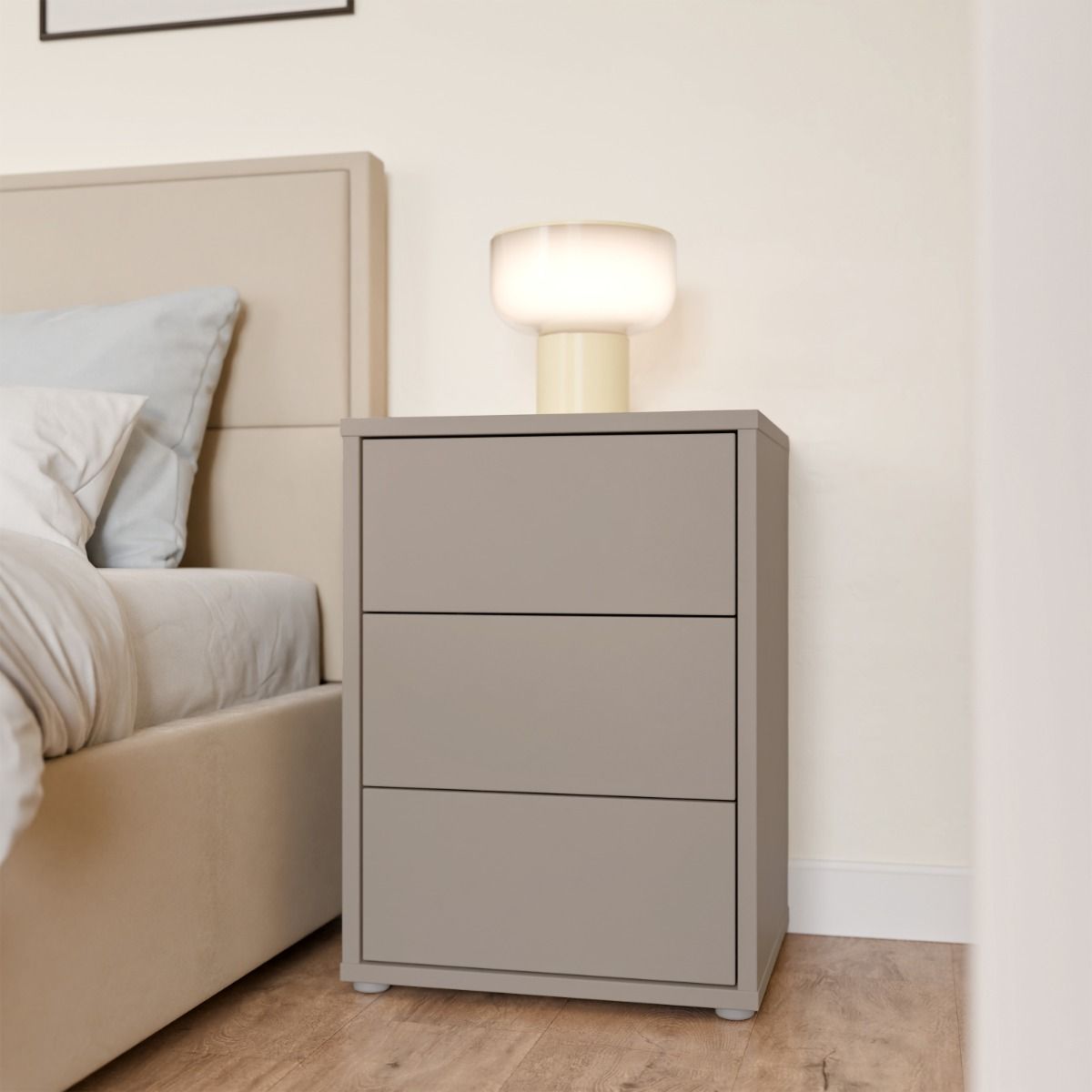 Alice Springs Bedside Cabinet with 3 Drawers Push-to-Open