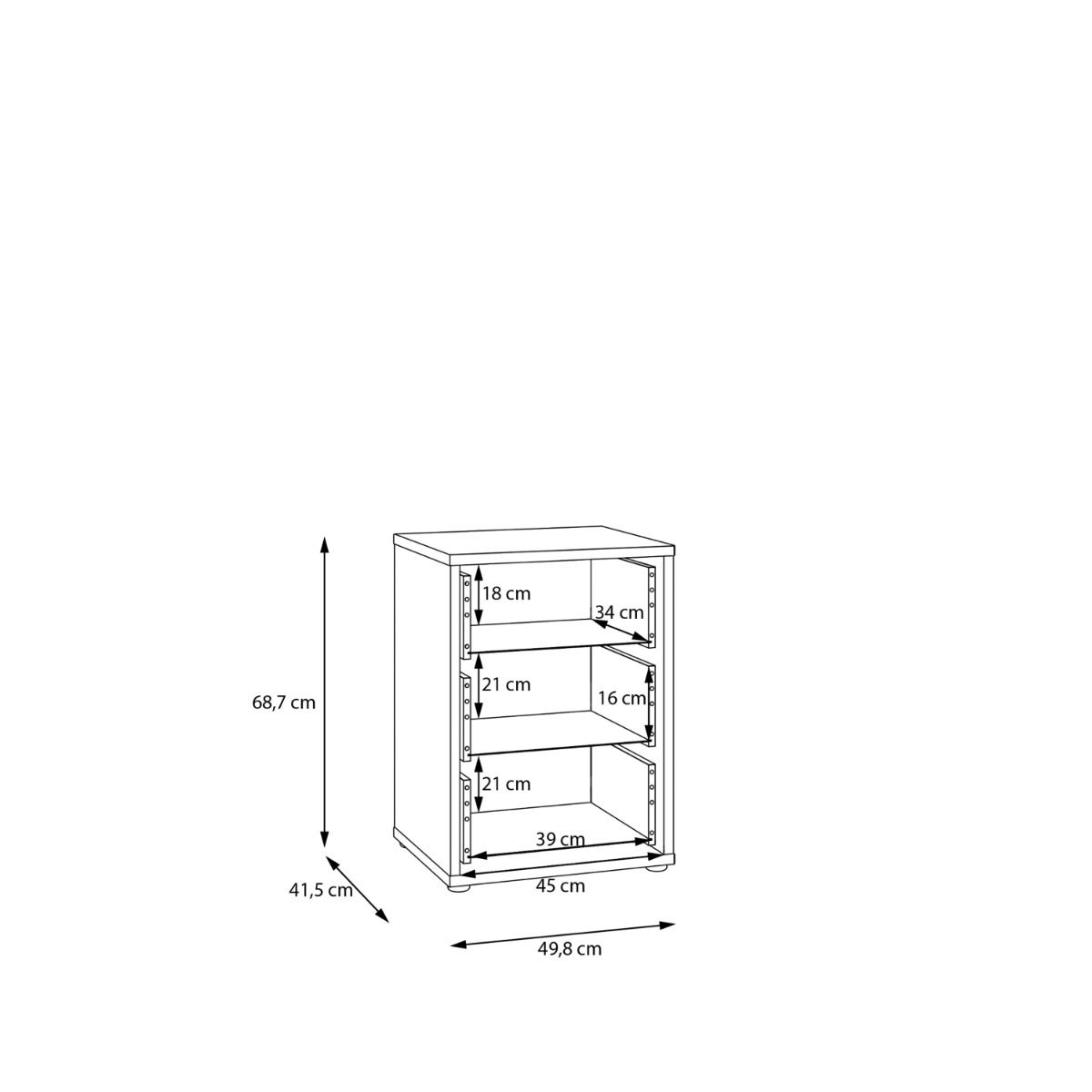 Alice Springs Bedside Cabinet with 3 Drawers Push-to-Open