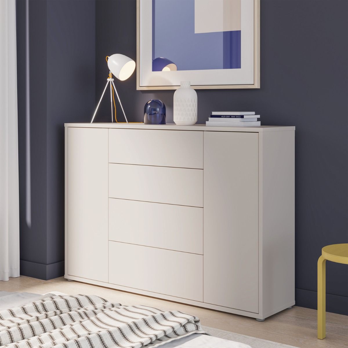 Alice Springs Wide Sideboard with 4 Drawers & 2 Doors with Push-to-Open