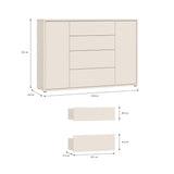 Alice Springs Wide Sideboard with 4 Drawers & 2 Doors with Push-to-Open