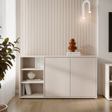 Alice Springs Sideboard with Open Shelving & Push-to-Open Doors in Sand