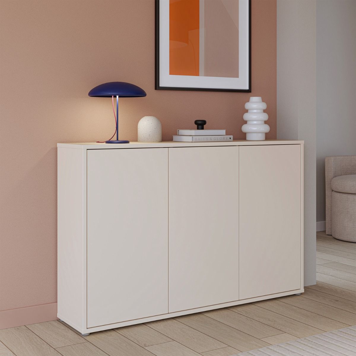 Alice Springs 3 Door Sideboard with Push-to-Open Doors