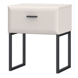 Akihisa Bedside Table with Drawer and Metal Legs in Sand