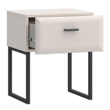 Akihisa Bedside Table with Drawer and Metal Legs in Sand
