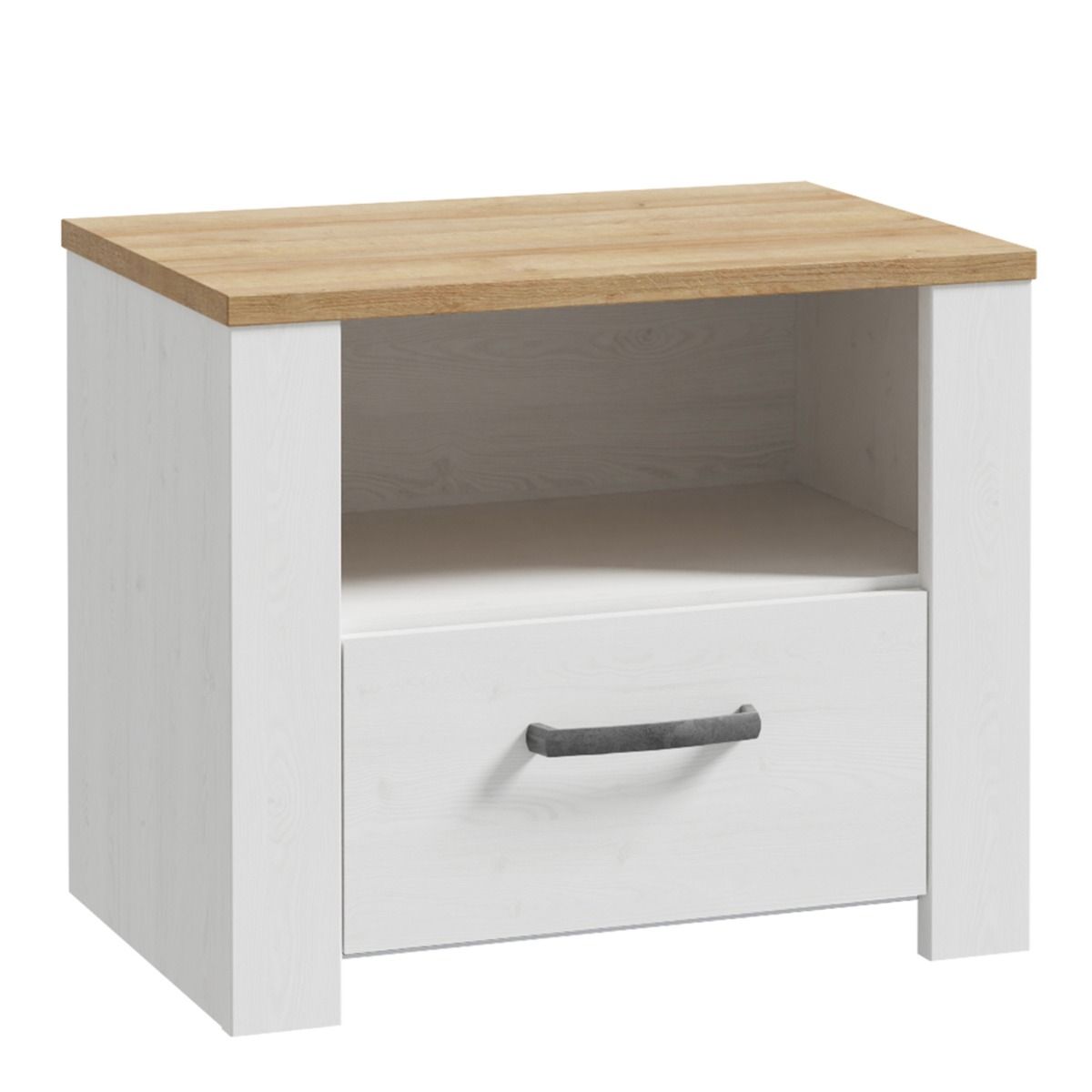 Bohol 1 Drawer Bedside in White/Riviera Brown