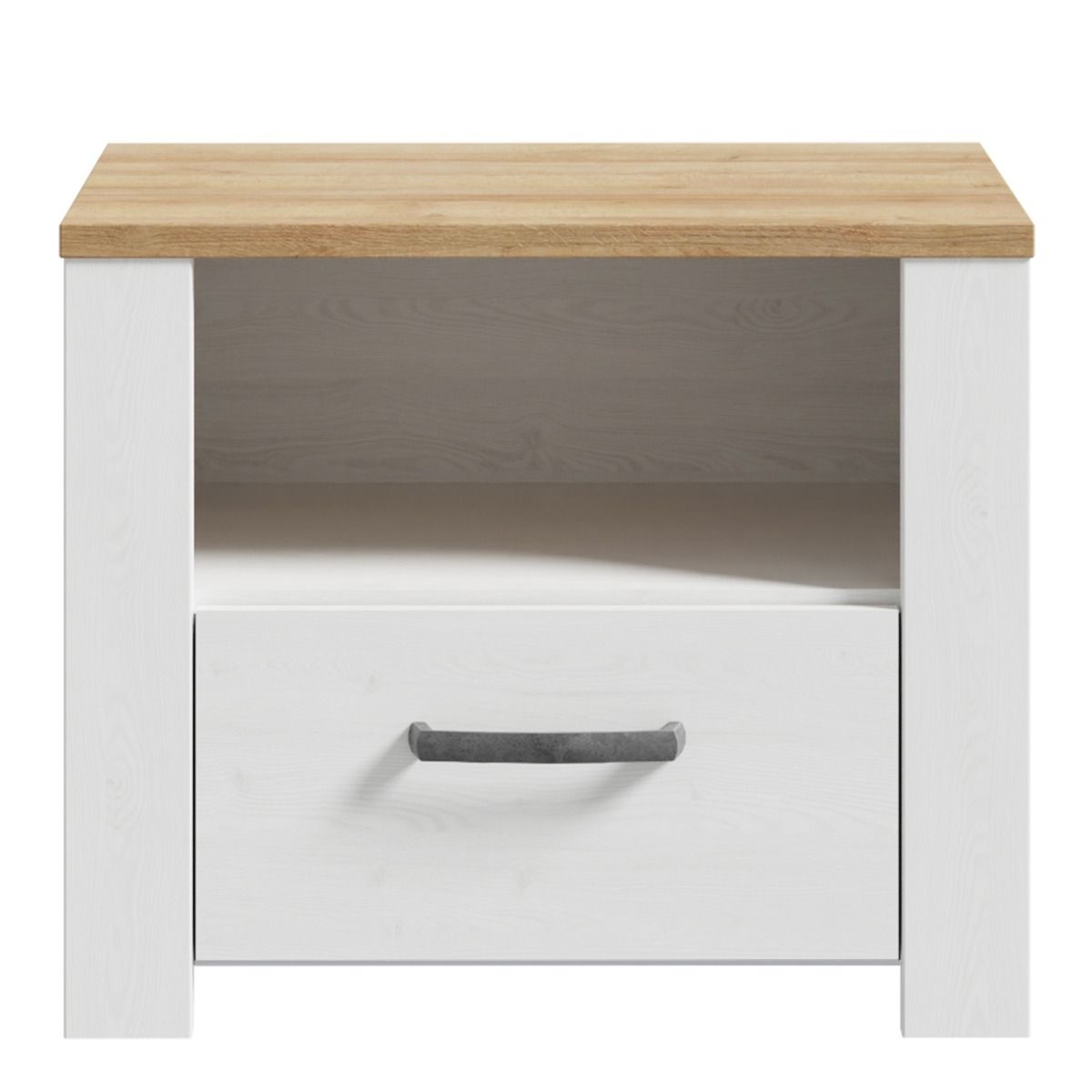 Bohol 1 Drawer Bedside in White/Riviera Brown