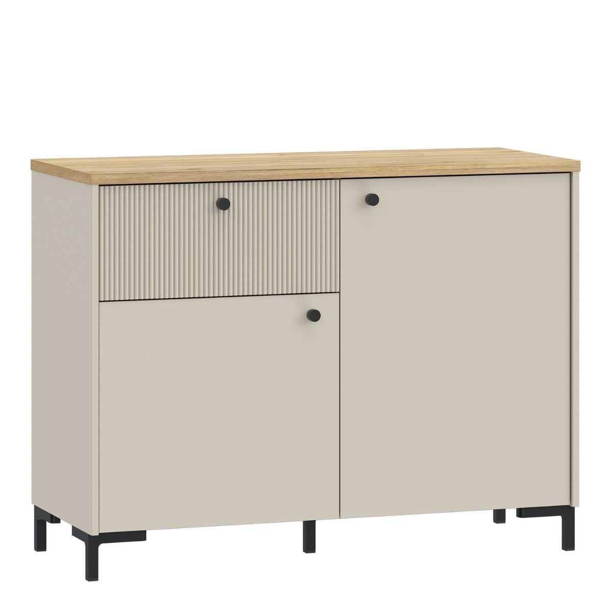 Bixbite Sideboard with Fluted Detail, Drawer & Cupboard in Mauvella  Brown and Sand