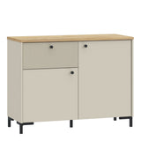 Bixbite Sideboard with Fluted Detail, Drawer & Cupboard in Mauvella  Brown and Sand