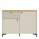 Bixbite Sideboard with Fluted Detail, Drawer & Cupboard in Mauvella  Brown and Sand