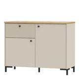 Bixbite Sideboard with Fluted Detail, Drawer & Cupboard in Mauvella  Brown and Sand