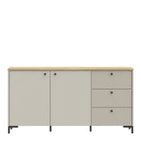 Bixbite Wide Sideboard with Fluted Drawers & Cupboard in Mauvella Brown and Sand