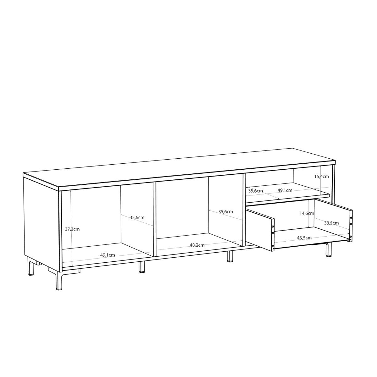 Bixbite Wide TV Unit with Fluted Drawer, Open Shelf & Cupboard in Mauvella Brown and Sand