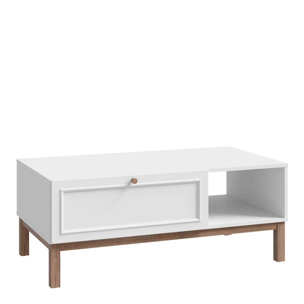 Wensley 1 Drawer Coffee Table in Light Grey and Brown