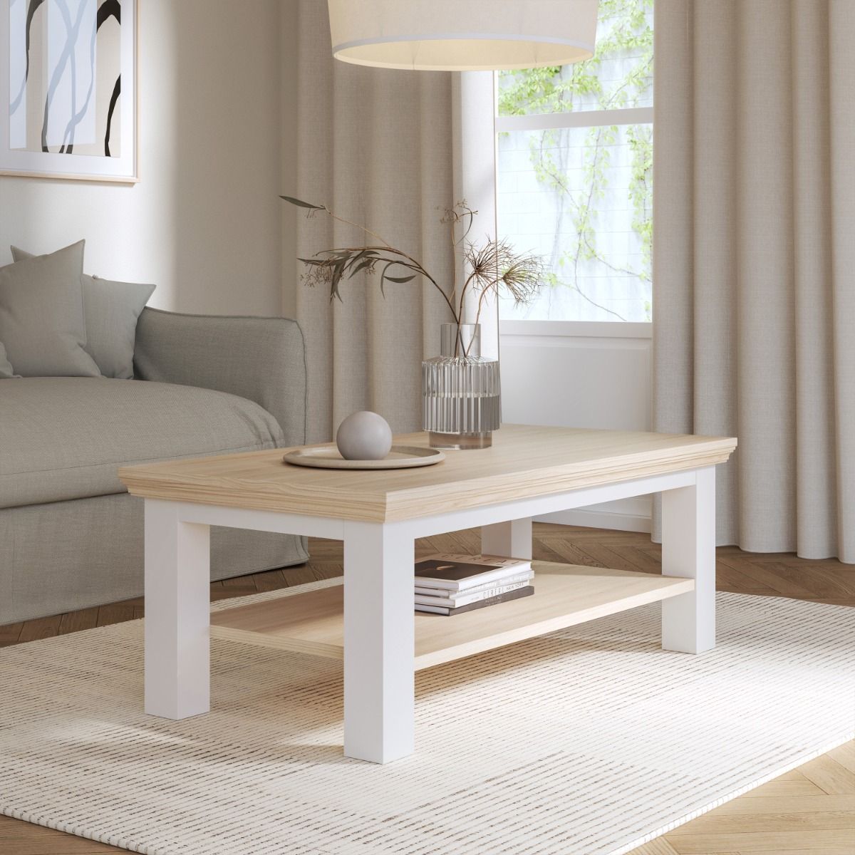 Pontypool Large Rectangular Coffee Table with Shelf