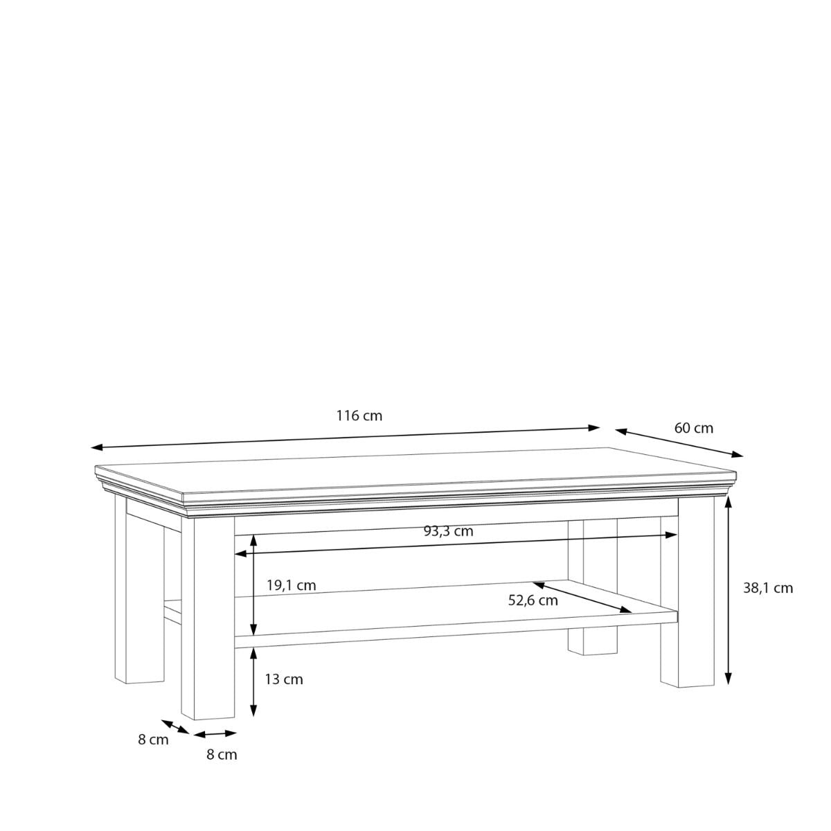 Pontypool Large Rectangular Coffee Table with Shelf