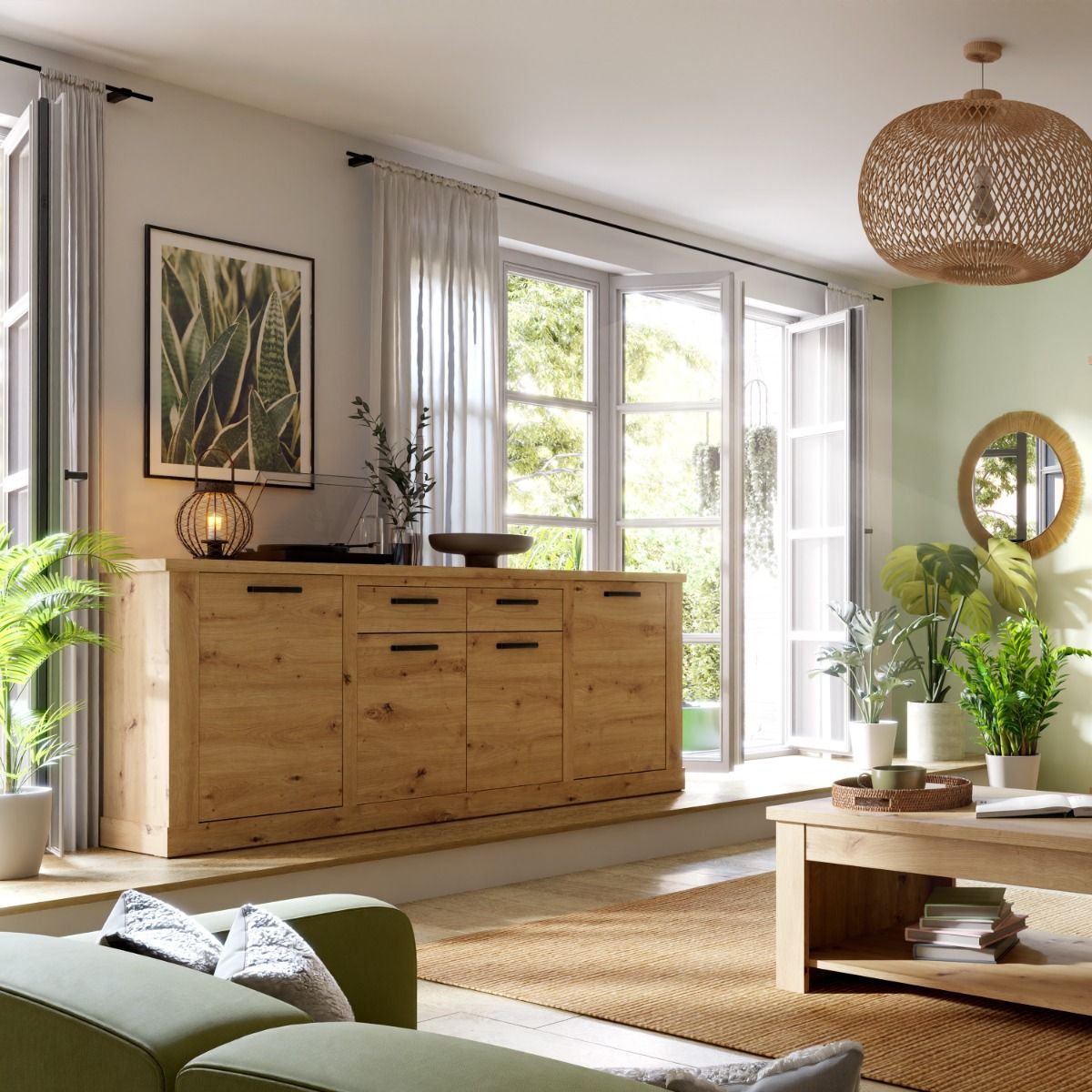 Corona 4 Door 2 Drawer Sideboard in Artisan Brown