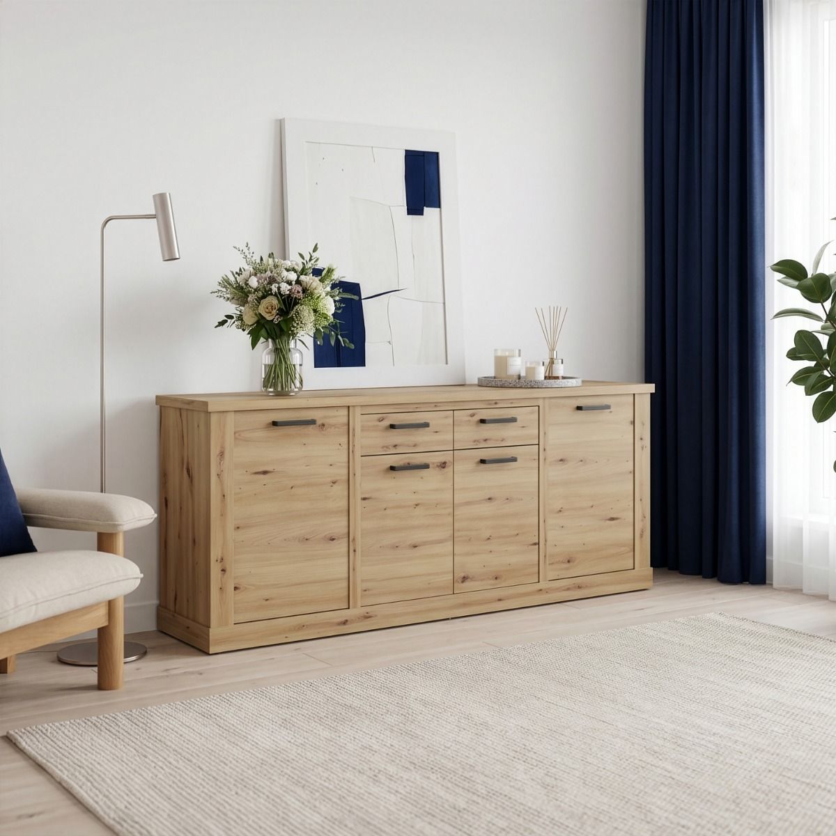 Corona 4 Door 2 Drawer Sideboard in Artisan Brown