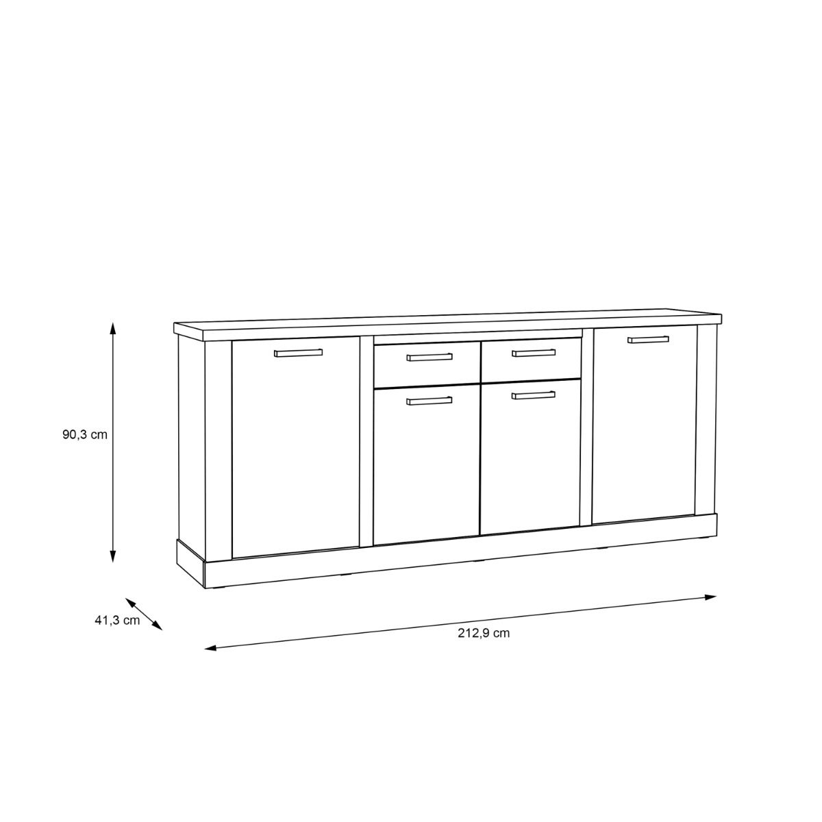 Corona 4 Door 2 Drawer Sideboard in Artisan Brown