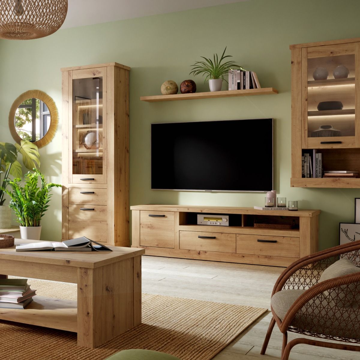Corona 2 Drawer 1 Door TV Unit in Artisan Brown